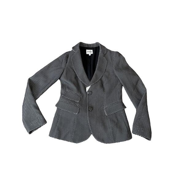 Giorgio Armani Collezioni Chevron Jacquard Blazer Black SZ 6 jacket - Picture 2 of 8
